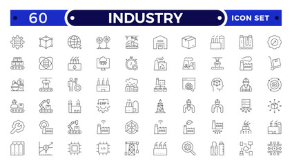 Fototapeta premium Industry Outline icon. Technology, finance, healthcare, automotive, energy, retail, construction, hospitality, tourism, education, Oil, gas, refinery, petroleum, lubricant, agriculture.
