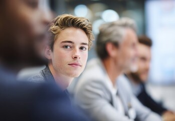 Diverse Business Team in Office Meeting Around Table with Laptops Engaging in Strategic Discussion, Corporate Success Concept with Modern Workplace Collaboration and Technology Integration