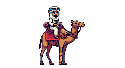 Arabian man ride camel in the desert