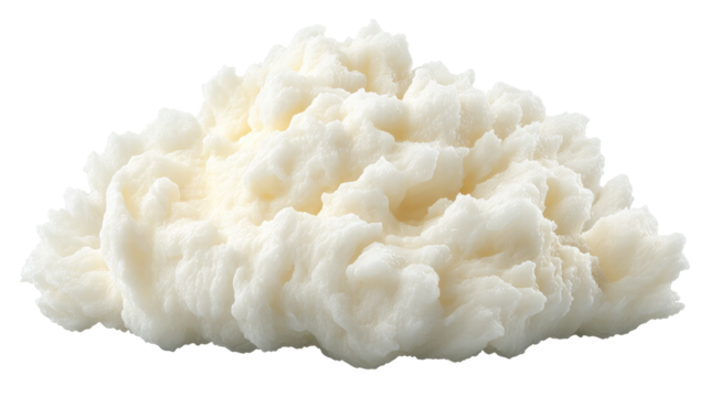 Fluffy isolated white foam on transparent background with soft texture and natural look