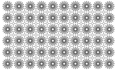 abstract pattern flower background vector with line art style and seamless repeat on white background. can be used for background or nature theme design elements