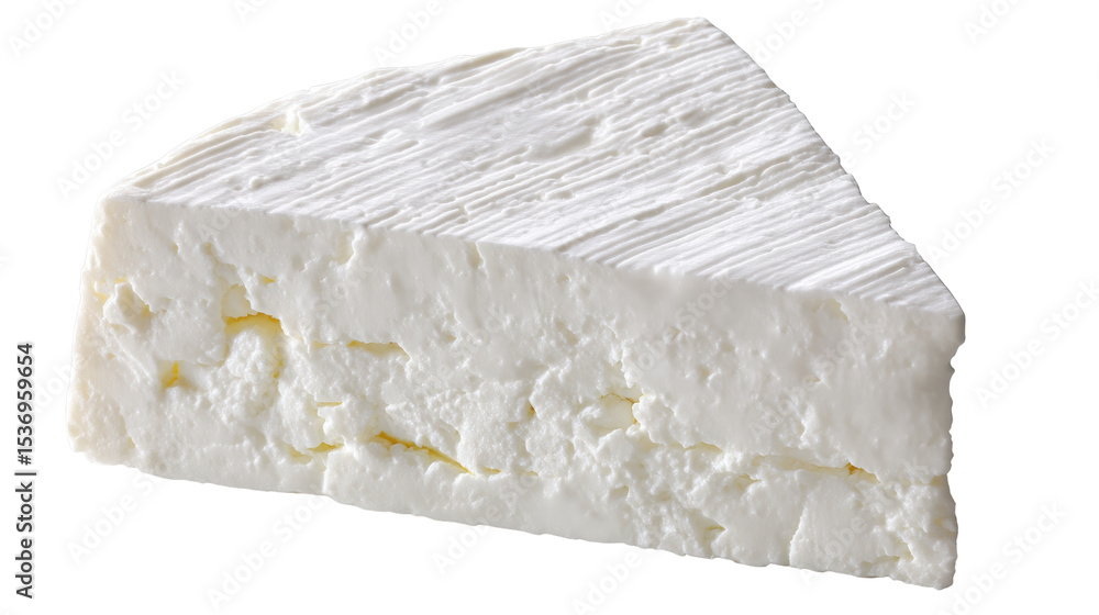 Poster soft white cheese isolated on transparent background with smooth texture and fresh look