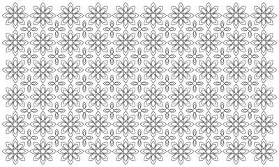 abstract pattern flower background vector with line art style and seamless repeat on white background. can be used for background or nature theme design elements