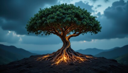 Nature's fury, a burning tree trunk in the heart of the forest captured in dramatic display of resilience