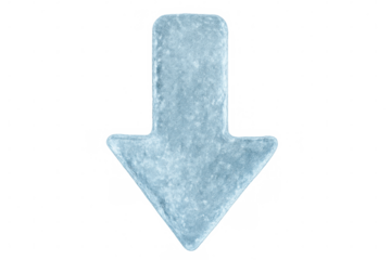 Icy water arrow pointing downward, symbolizing winter chill, suitable for seasonal graphic design, frosty visual communication