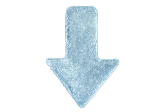 Icy water arrow pointing downward, symbolizing winter chill, suitable for seasonal graphic design, frosty visual communication