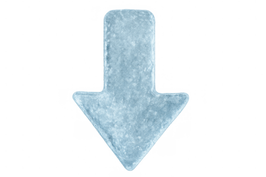 Icy water arrow pointing downward, symbolizing winter chill, suitable for seasonal graphic design, frosty visual communication