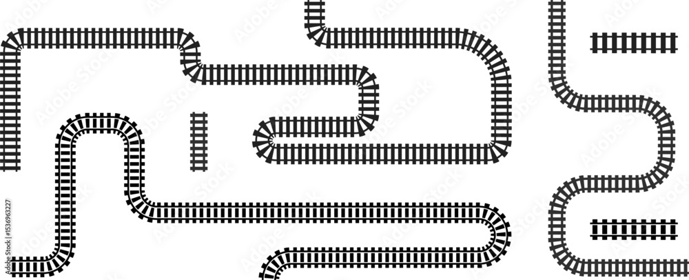 Poster railway train track vector route. rail line, subway map, and railroad elements for game ui and graph