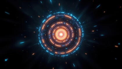 Mesmerizing glowing spiral in blue and orange, a stunning abstract design mesmerizing