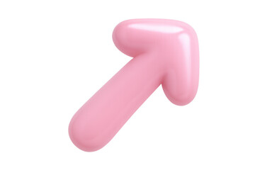 Glossy pink upward-pointing arrow, transparent backdrop highlighting directional graphic design element