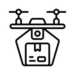 A well crafted glyph style icon depicting drone delivery