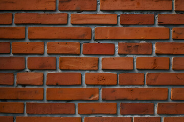 Fototapeta premium Red brick wall texture with visible mortar lines, rustic finish
