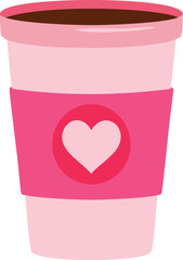 pink cup of coffee flat vector