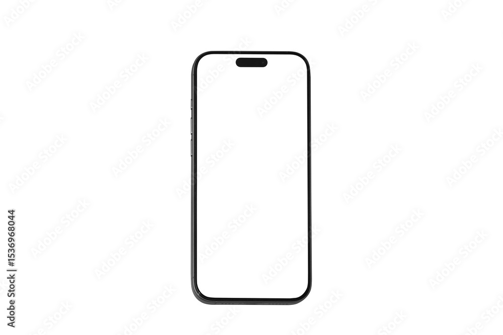 Aufkleber smartphone transparent png image, blank template for mockup , device front view shadow mobile phone 