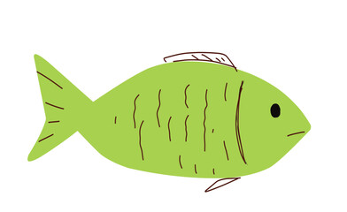 green doodle of fish illustration design.eps