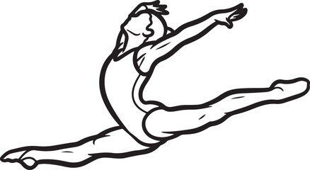 A vector image of a gymnast in a mid-air pose