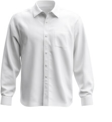 White Long Sleeve Button Down Shirt on Transparent Background for Fashion and Business Attire