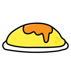 vector illustration of a plate with a Omurice