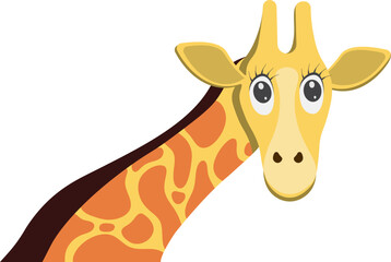 Giraffe Cartoon Illustration, Neck and Head of a Giraffe