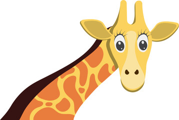 Giraffe Cartoon Illustration, Neck and Head of a Giraffe