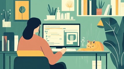 Woman working from home