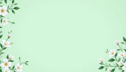 Serene white flowers and lush green leaves, a natural floral background elegant