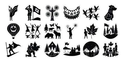 Canadian Holiday Silhouette Bundle – July 1st Festivities with National Symbols & Scenes
