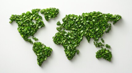 World map made of leaves
