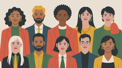 Diverse team of professionals portrait showcasing a multicultural workforce in a business setting ideal for branding and website design
