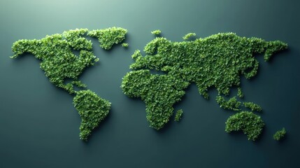 World map of green foliage