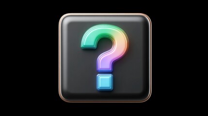 Exploring abstract concepts the floating black square with luminous question symbol as a business solution in the realm of psychology