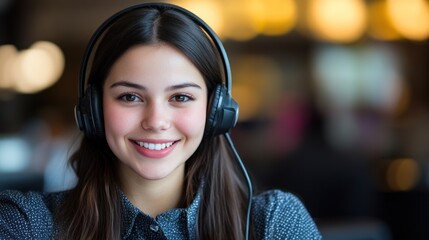 Young woman wearing headphones