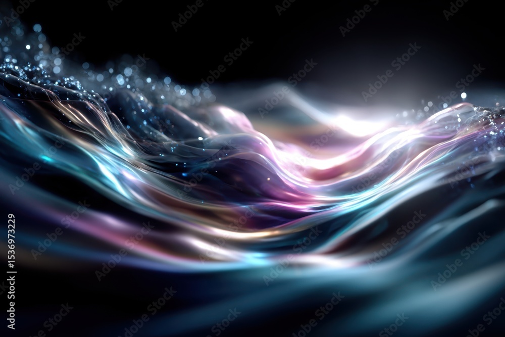 Aufkleber colorful wave patterns create an ethereal atmosphere in dark surroundings