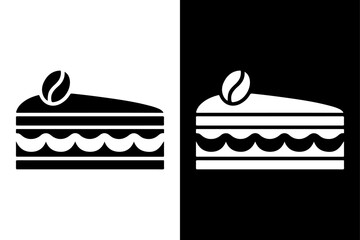 black and white Opera Cake icon Silhouette vector style