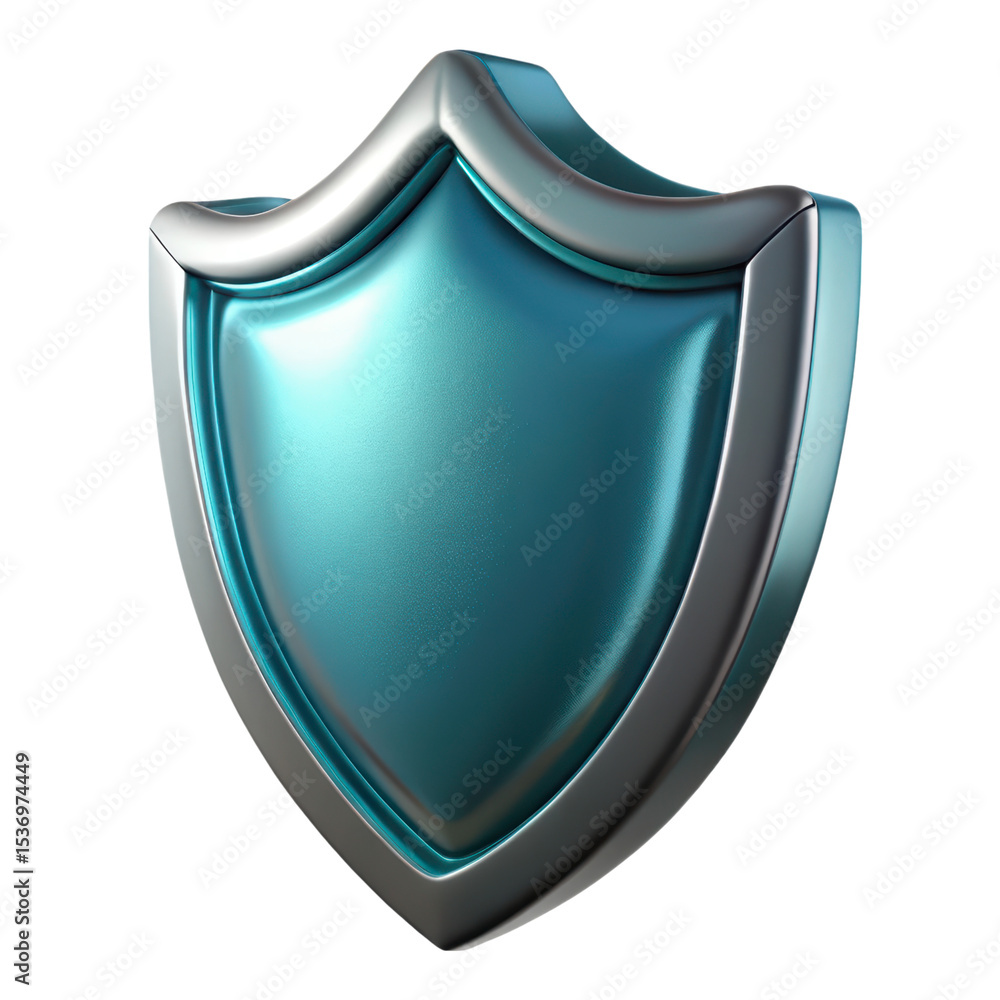 Aufkleber teal and silver 3d rendered shield icon isolated on a transparent background 3d rendering