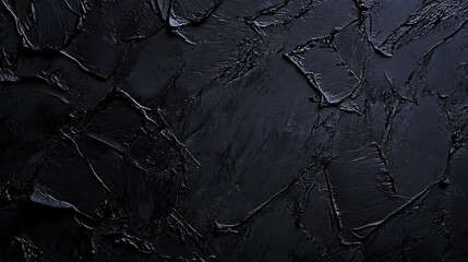 Abstract Black Texture with Thick, Glossy Brushstrokes Creating a Deep, Dark, and Modern Background