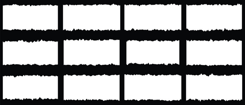 Blank pieces of ripped teared sheets with jagged edges. Background scraps of torn white paper. vector illustration.