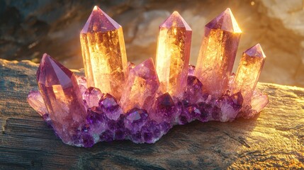 Amethyst Crystal Piece on Wooden Surface