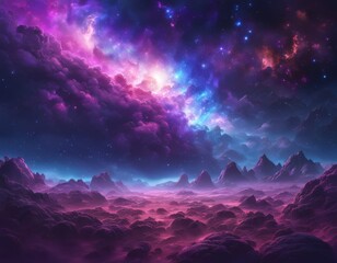 Fantasy space background with nebula and stars. 