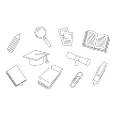 Education and learning icons isolated on white background