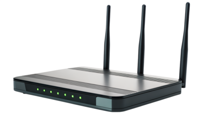 Modern wireless internet router isolated on transparent background