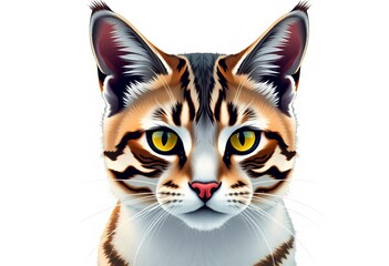 Majestic Aegean cat head, playful expression, stunning features, Greek domestic cat, vector illustration,  muzzle,  whiskers