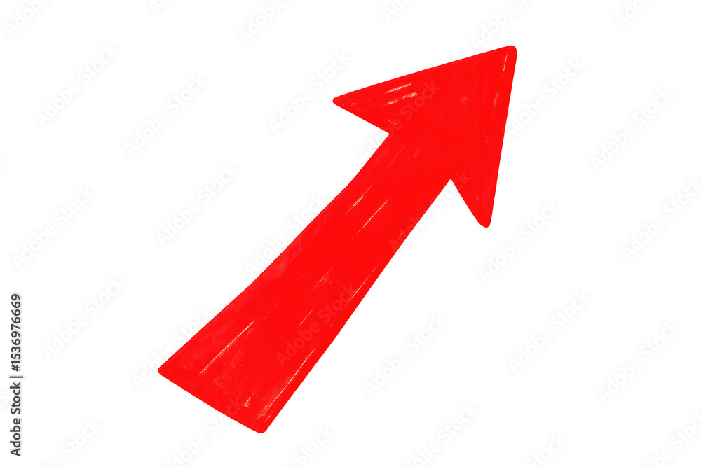 Aufkleber red 3d arrow pointing up on a transparent background, ideal for concepts related to growth, progress