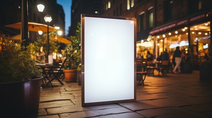 Blank Outdoor Poster Frame on Pedestrian Path