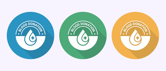 Blood donation icon design illustration. Donate blood badge label sign in shadow button design