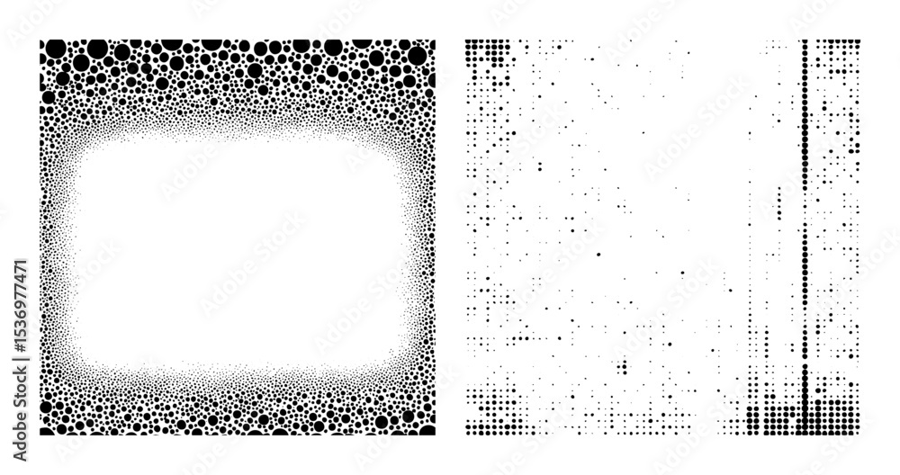 Poster vector abstract dotted frames with varying densities create a modern .