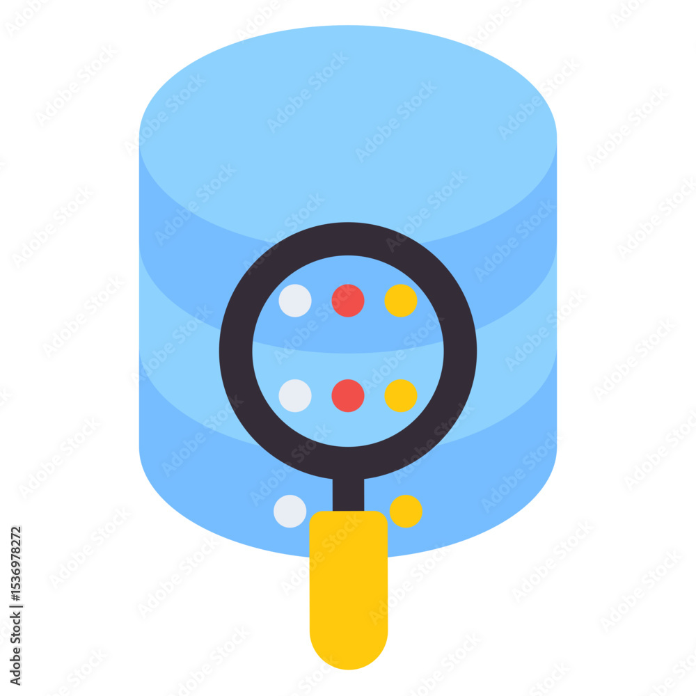 Aufkleber digital data server with magnifying glass icon for information search and analysis concept