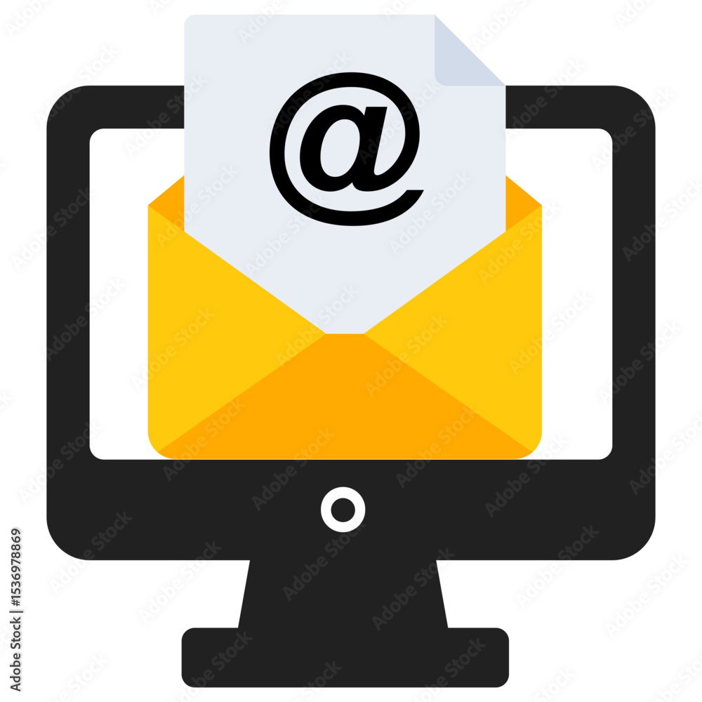 Poster email message arriving on desktop computer screen, symbolizing digital communication, internet conne
