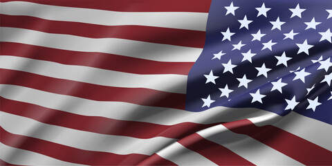 Fototapeta premium American flag waving. Background for patriotic and national design banner. Vector illustration.