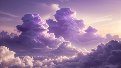 Beautiful purple and orange cloudscape dominating the sky at sunset